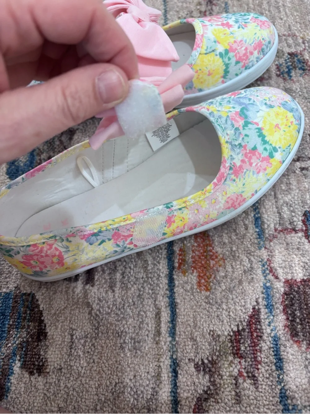 Janie & Jack Girls Floral Pink Bow Mary Jane Shoes Sz 3